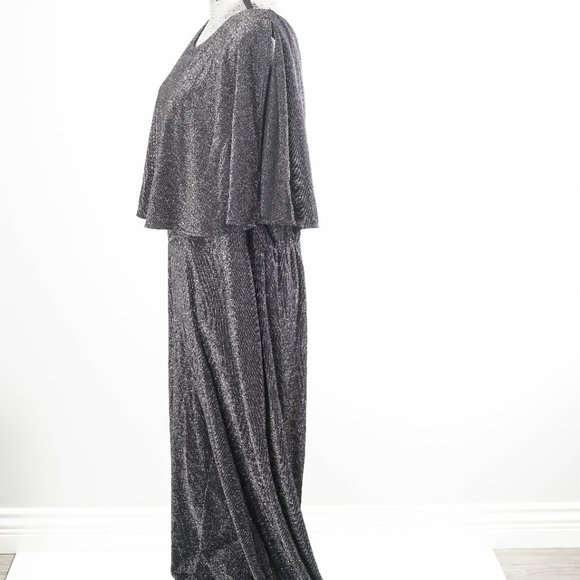 NWT CONNECTED APPAREL PLUS CAPE METALLIC JUMPSUIT - sz 18 - Picture 2 of 5